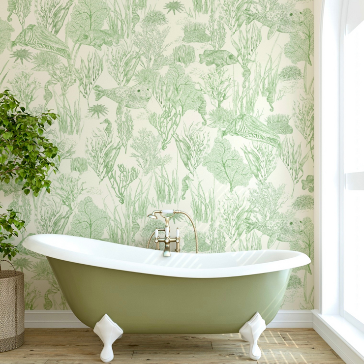 Seaview Mural Moss Wallpaper