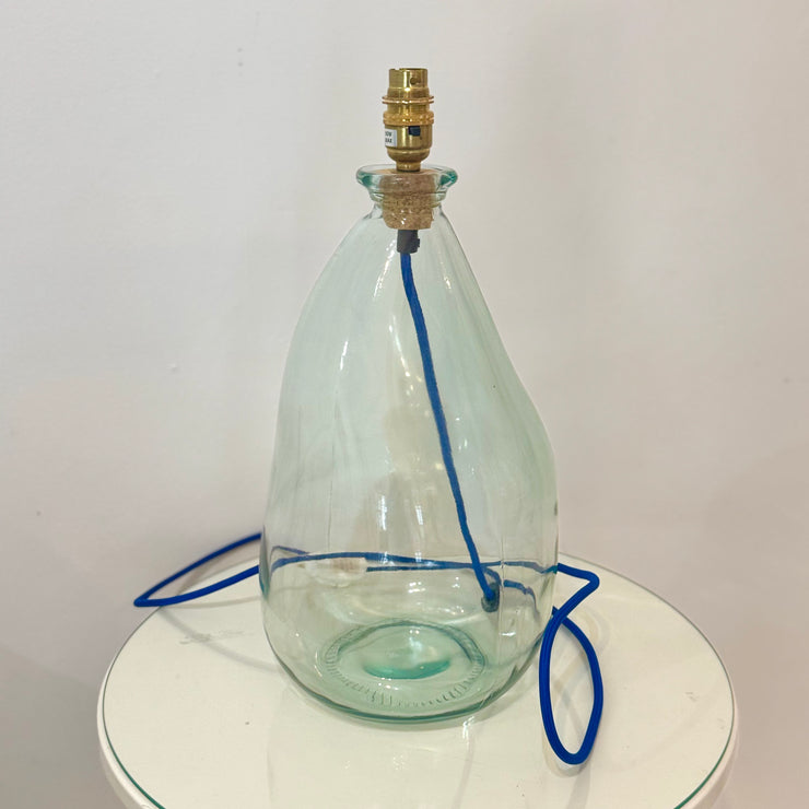 Chunky Recycle Glass Lamp Base, with blue cord