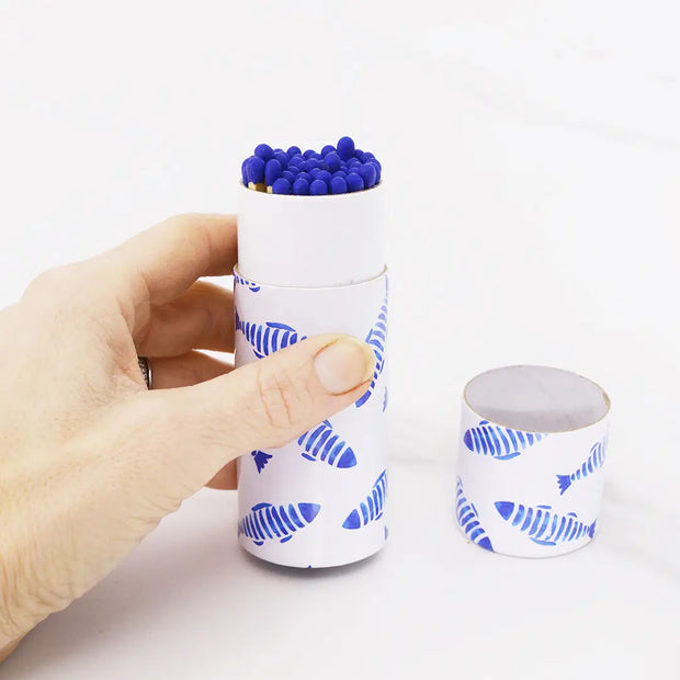 Blue & White Cylinder Matches