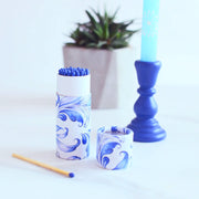 Blue & White Cylinder Matches