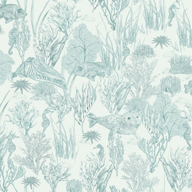 Seaview Mural Wallpaper, Sea Green